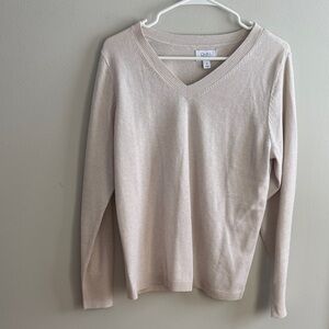 Croft & Barrow Women's Beige V-Neck Sweater